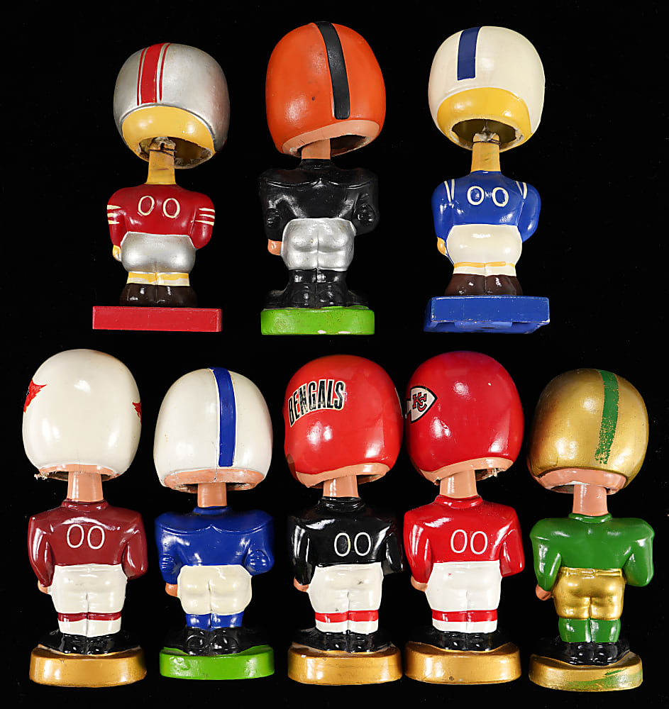 1960-1970 Football Bobblehead Collection (13) with (8) Figures & (5) Boxes