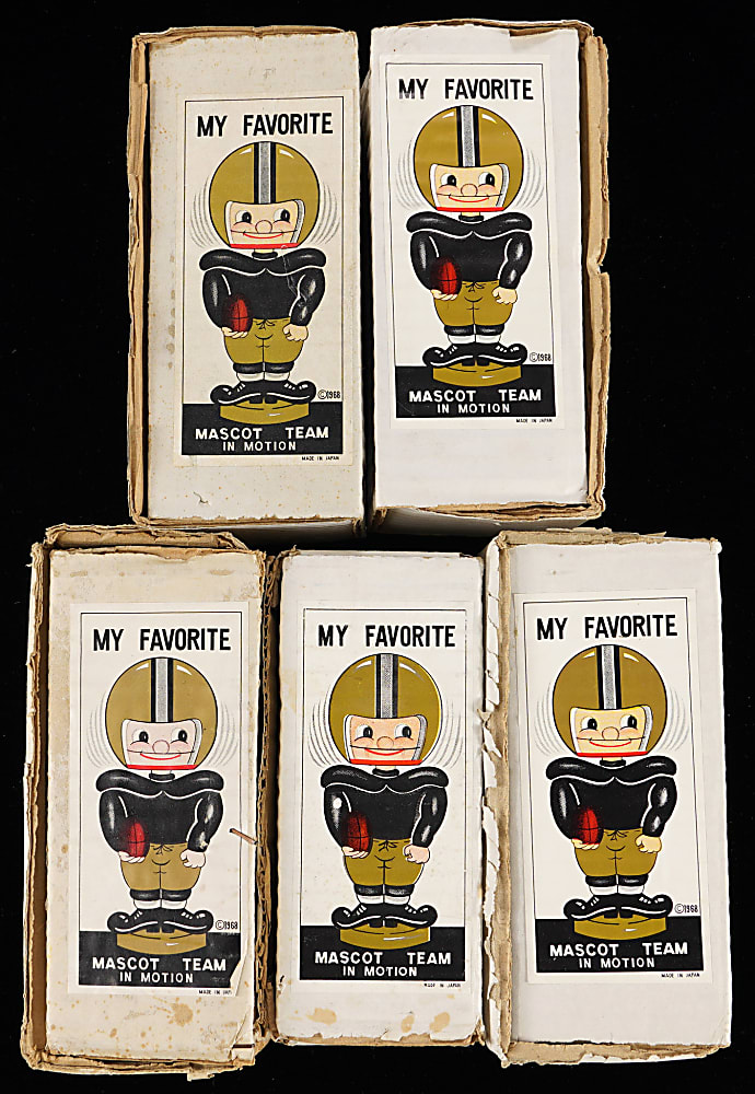 1960-1970 Football Bobblehead Collection (13) with (8) Figures & (5) Boxes