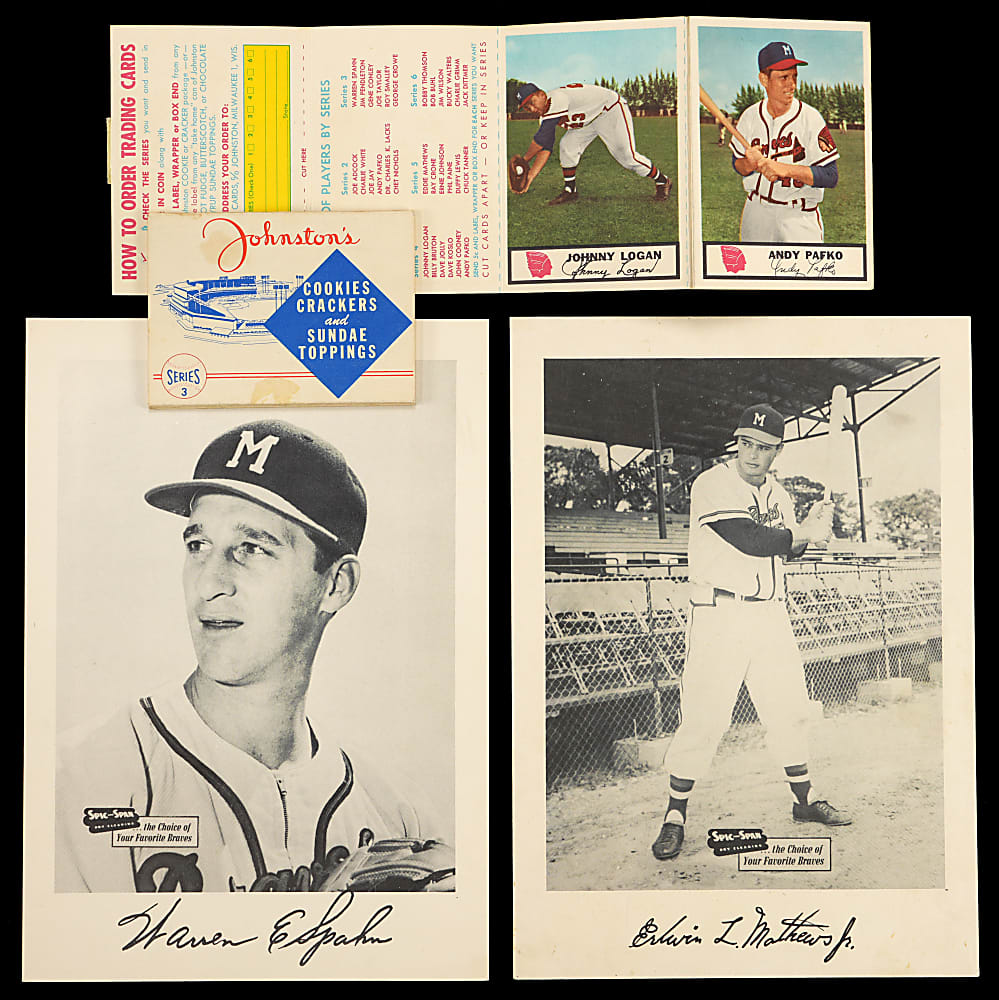 1953-1957 Spic and Span Milwaukee Braves 7x10 Photos Near Set (13/14) Plus (2) 1955 Johnston's Cookies Booklets