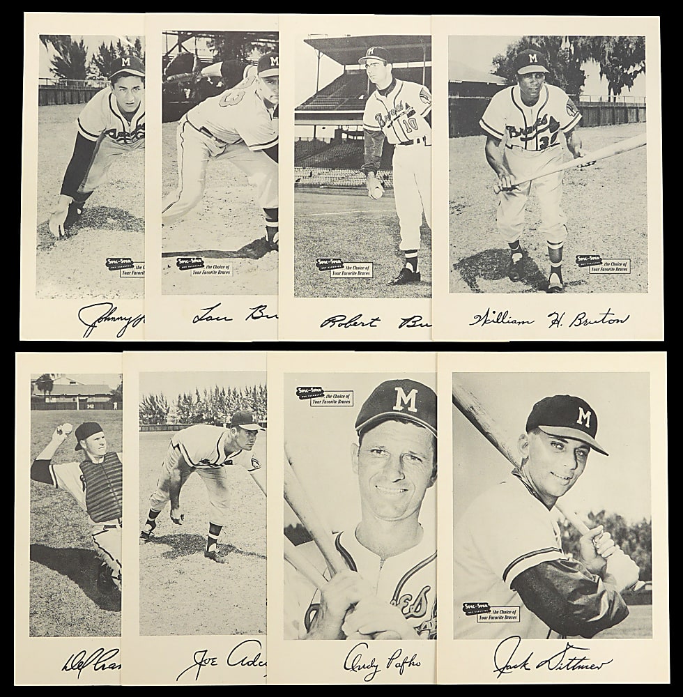 1953-1957 Spic and Span Milwaukee Braves 7x10 Photos Near Set (13/14) Plus (2) 1955 Johnston's Cookies Booklets