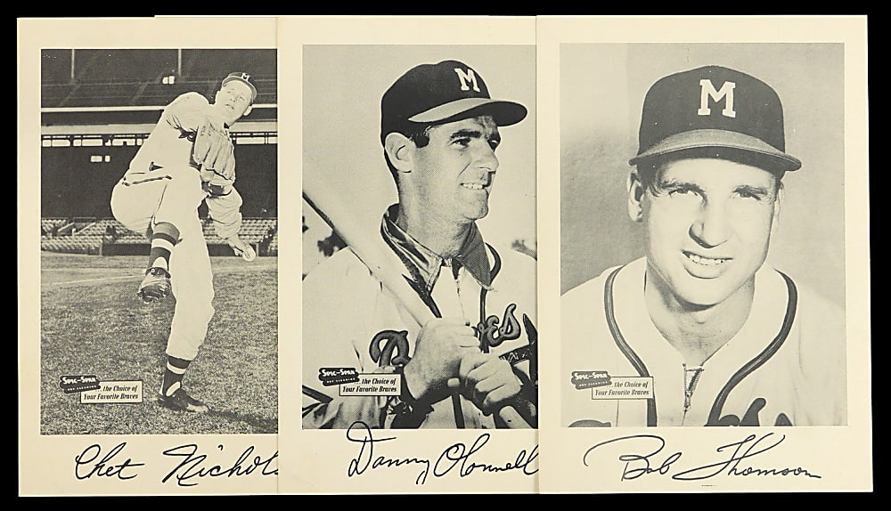1953-1957 Spic and Span Milwaukee Braves 7x10 Photos Near Set (13/14) Plus (2) 1955 Johnston's Cookies Booklets