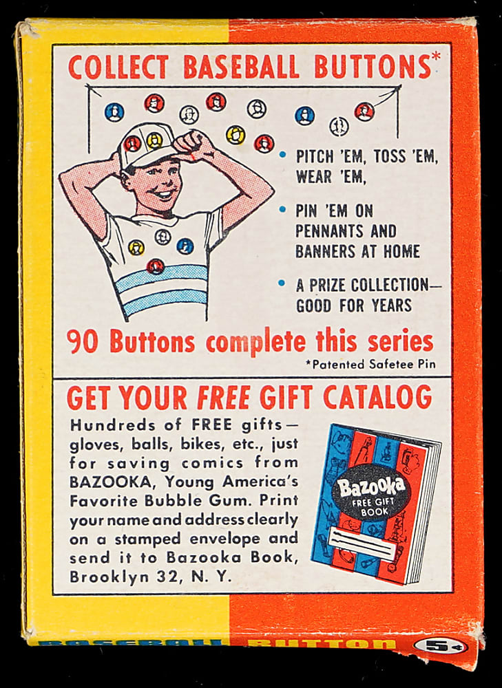 1956 Topps Baseball Pins Empty Box with Ted Williams