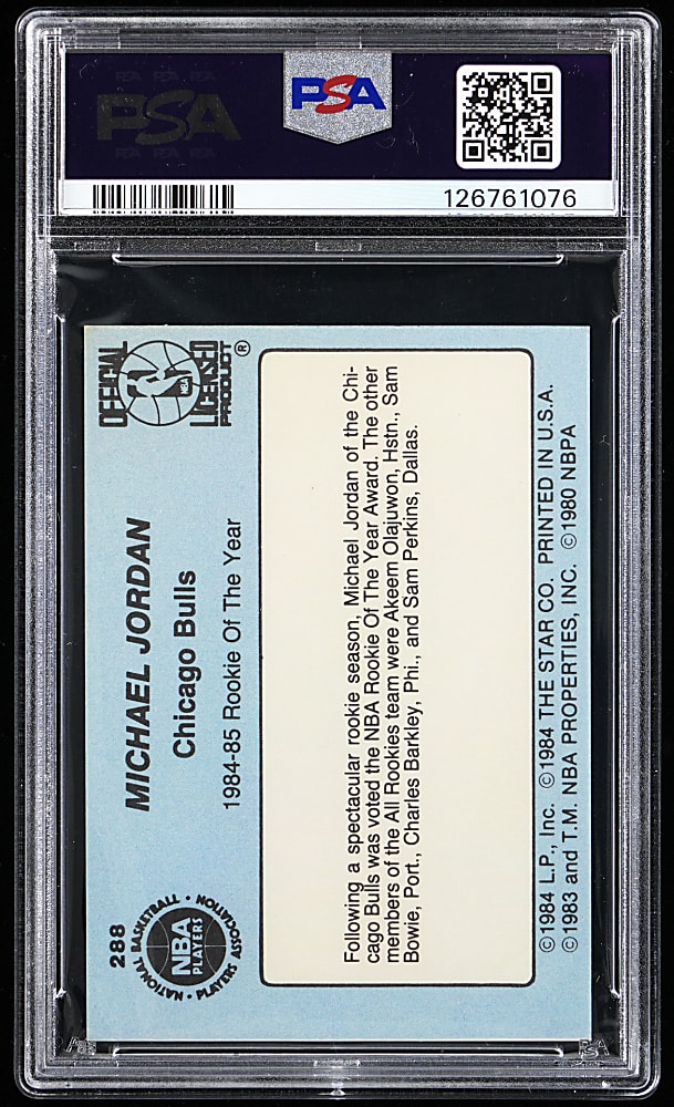 1984 Star Basketball #288 Michael Jordan Rookie of the Year PSA EX-MT 6
