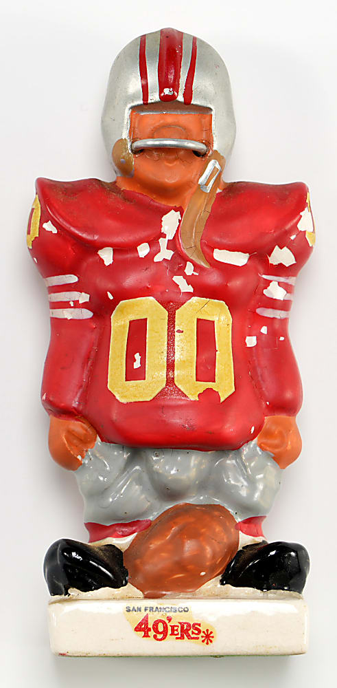 1960s Football Statue Pair with Detroit Lions Hartland Lineman in Original Box Plus San Francisco 49ers Kail