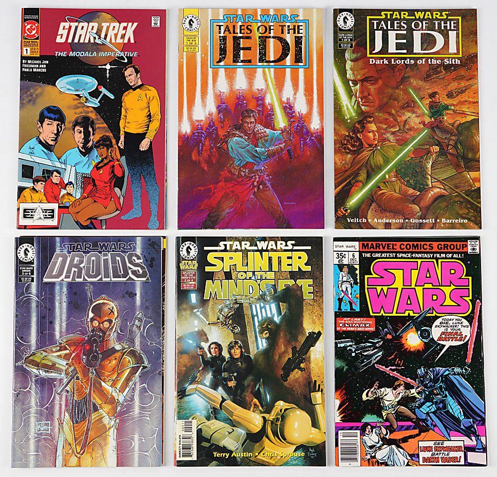 1970s-1990s Marvel/Dark Horse/DC Star Wars & Star Trek Comic Book Collection (76) with (6) CGC Graded Including Marvel #1 8.0