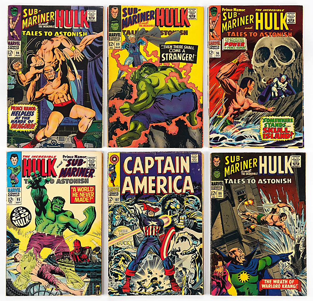 1960s Marvel Super-Hero 12-Cent Comic Books (20) with Fanatstic Four #25 Hulk Versus Thing & X-Men #15 Origin of Beast