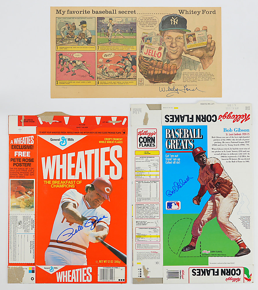 Hall of Famer/Star Signed Advertisements and Food Issue Items (5) with Pete Rose