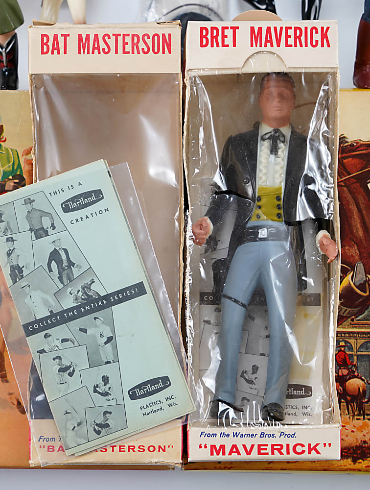 1950s-1960s Hartland Western/Sports Statue Collection (14) with (2) Horse/Rider sets in Boxes & (4) 500 Western Mini Series in Packages