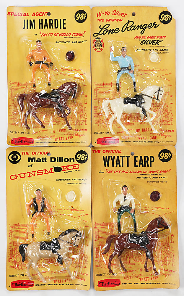 1950s-1960s Hartland Western/Sports Statue Collection (14) with (2) Horse/Rider sets in Boxes & (4) 500 Western Mini Series in Packages