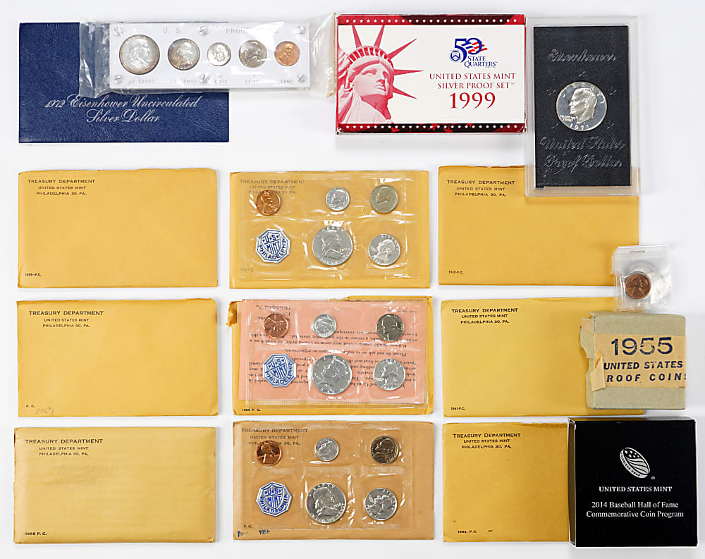 1955-2014 Mint Packaged Coin Sets & Singles Collection (182) with (86) Silver Proof Sets
