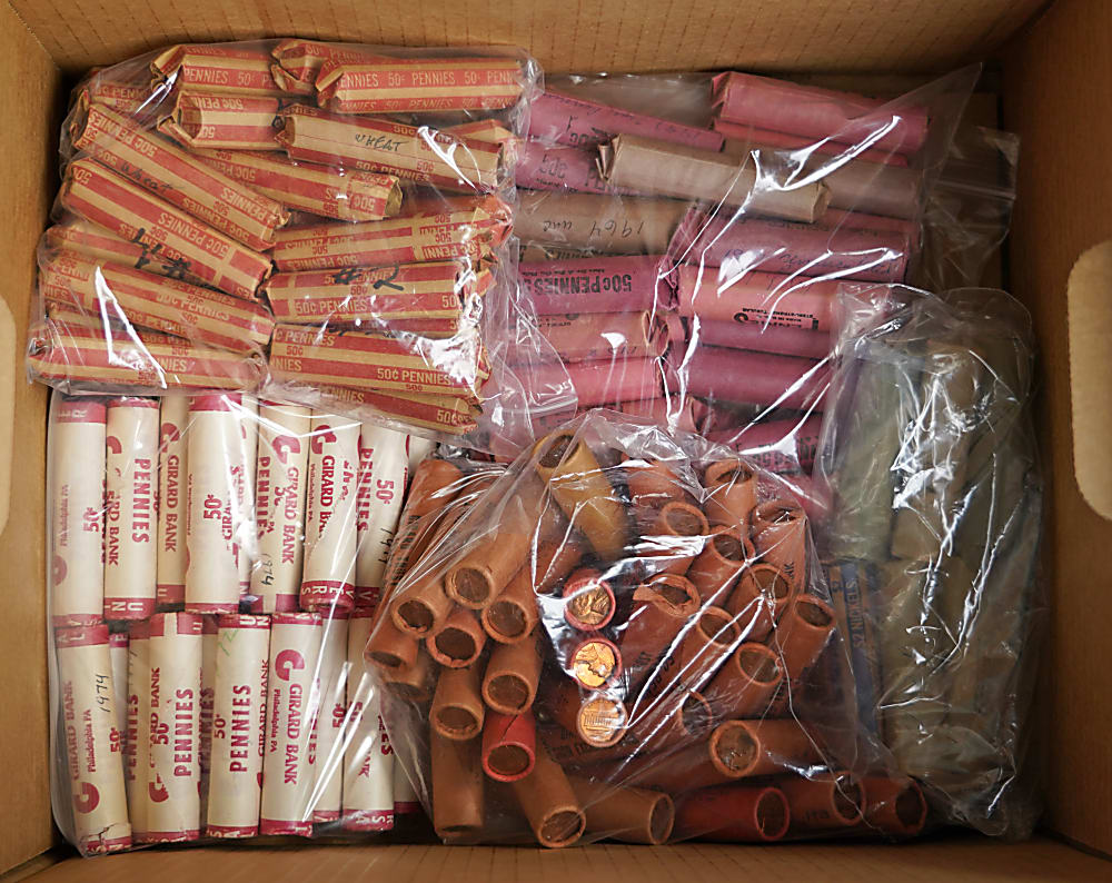 1930s-1970s Coin Rolls (151) with (2) Silver Quarters & (2) Silver Dimes