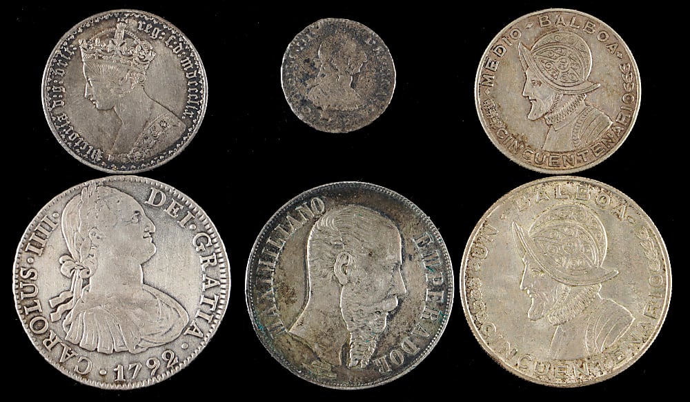 1700s-1900s Foreign Coin Collection (225) with 1792 8 Reales & 1866 Maximilian Peso