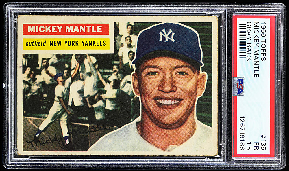 1956 Topps #135 Mickey Mantle Gray Back PSA FAIR 1.5