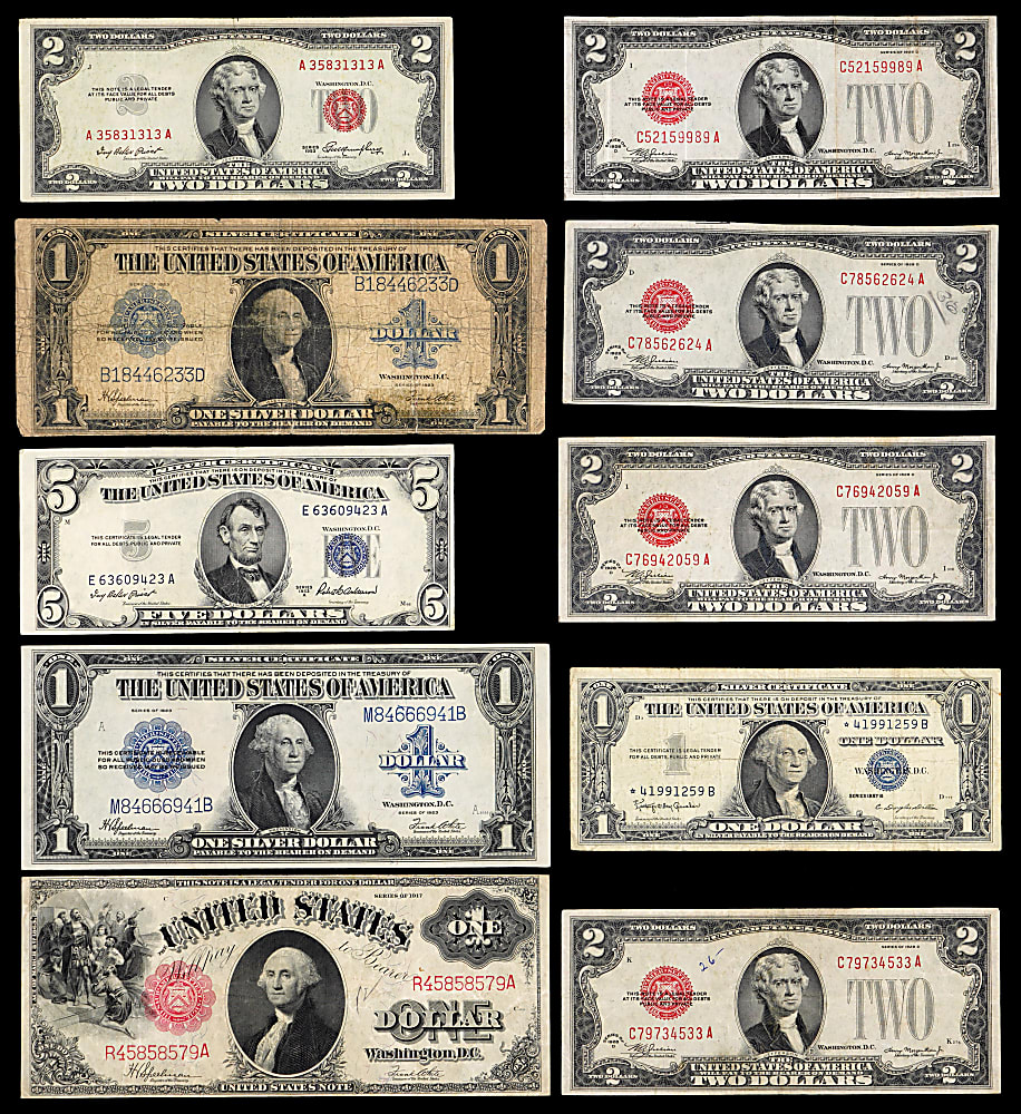 1917-1963 U.S. Paper Currency Collection (35) with (3) Large Notes & (10) Sequential Serial Number Silver Certificates