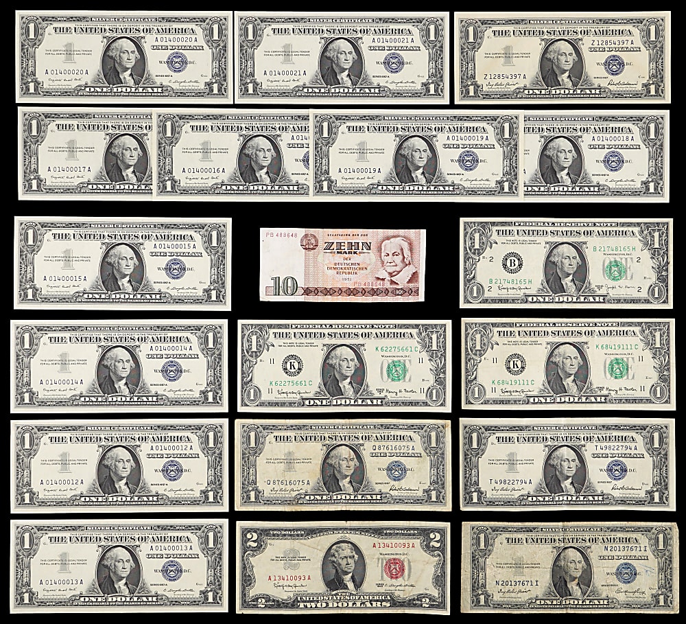 1917-1963 U.S. Paper Currency Collection (35) with (3) Large Notes & (10) Sequential Serial Number Silver Certificates
