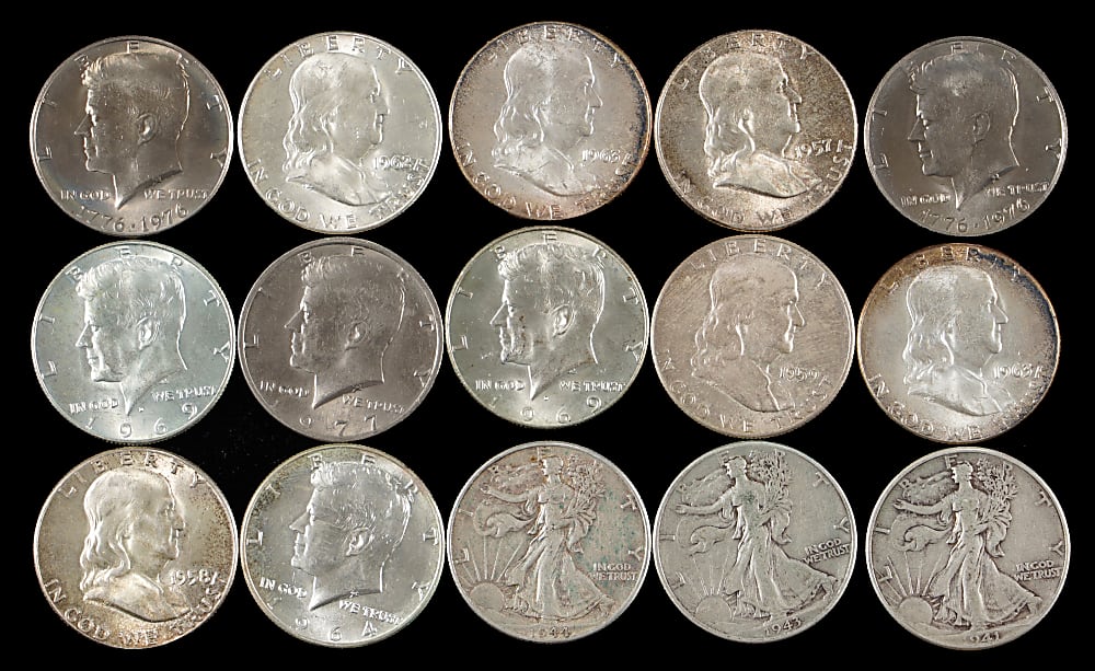 1934-1989 Walking Liberty/Franklin/Kennedy Half Dollar Collection (119) with (74) 90% Silver Coins