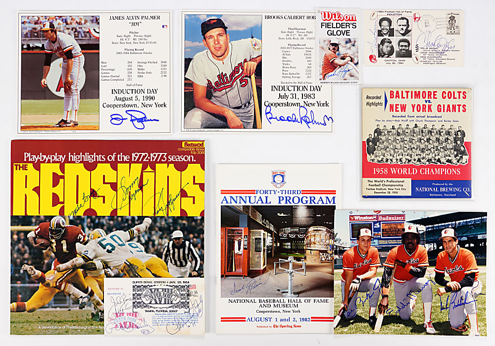 1950s-1990s Baltimore Orioles/Colts & Washington Redskins Signed Collection (33) with Ripken Jr., B. Robinson & F. Robinson