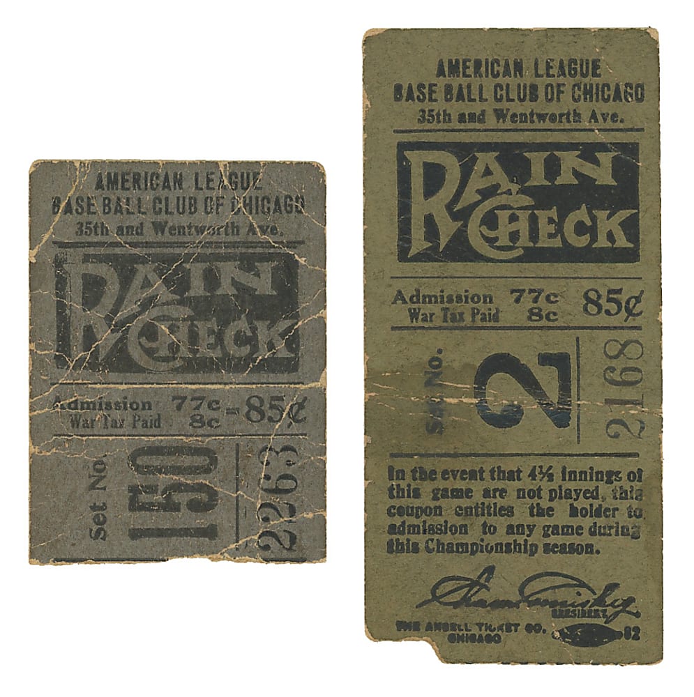 1917-1918 Chicago White Sox Ticket Stub Pair - Black Sox Era