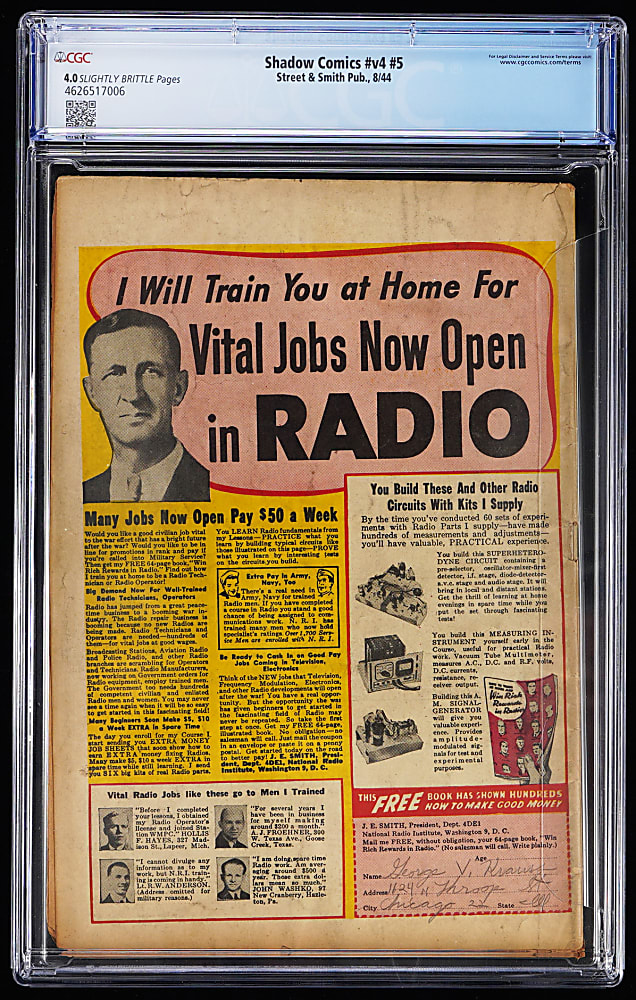 1944 Street & Smith Shadow Comics Vol.4, #5 - CGC 4.0