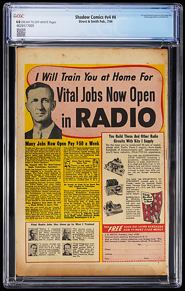 1944 Street & Smith Shadow Comics Vol. 4, #4 - CGC 4.0