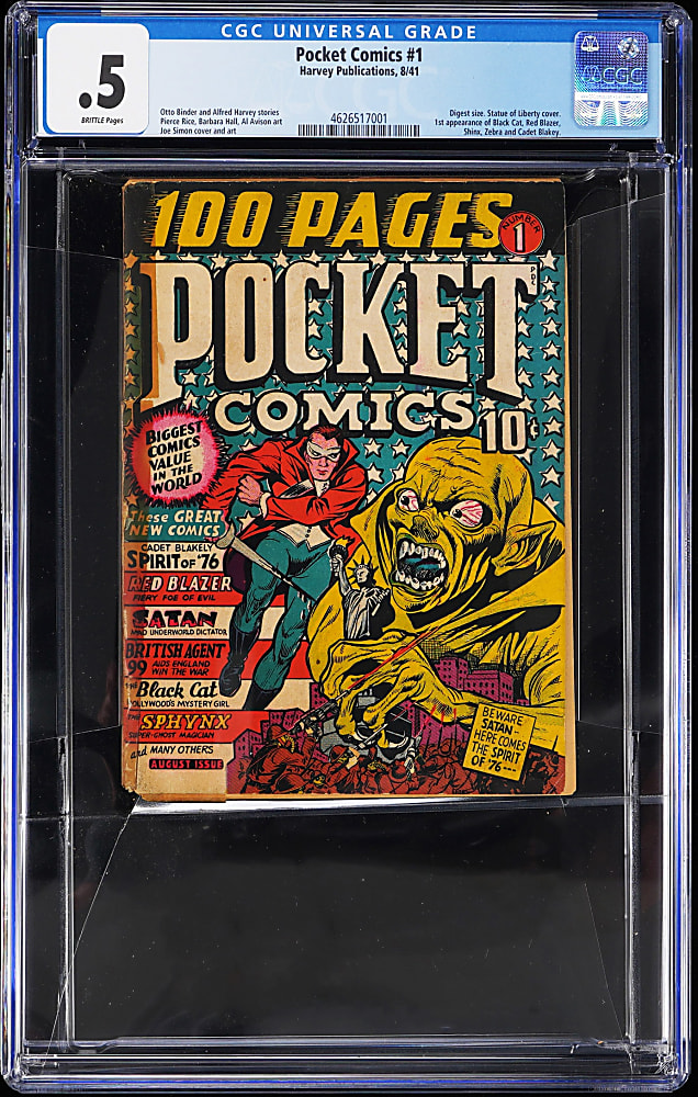 1941 Harvey Pocket Comics #1 First Appearance of Black Cat - CGC .5