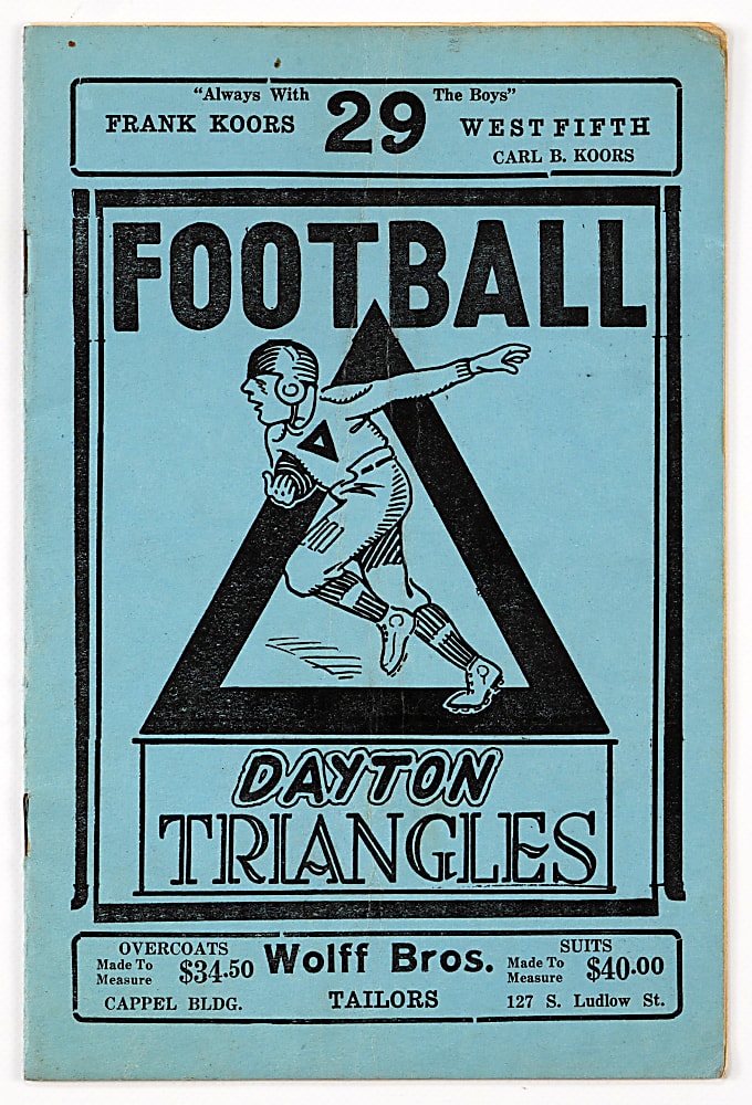 1922 Dayton Triangles Versus Minneapolis Marines Early NFL Program - Exceedingly Rare Example From First Season Under NFL Banner