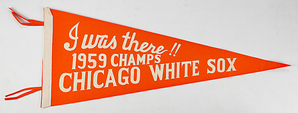 1959 Chicago White Sox World Series Collection (5) with "I Was Here" Pennant, Program & (3) Ticket Stubs