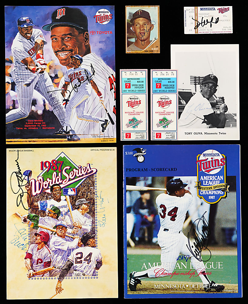 1960s-1990s Signed/Unsigned Minnesota Twins Treasure Chest (48) with Puckett, Hrbek, Kaat, Winfield
