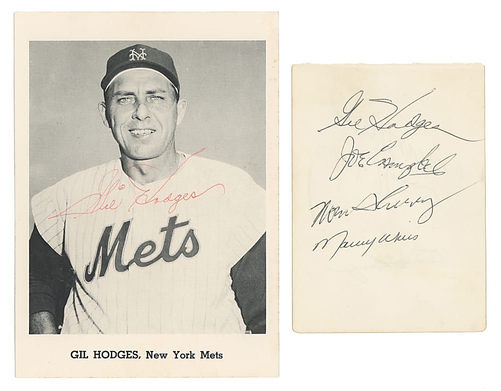 1961-1962 Gil Hodges Signed Pair with Single-Signed Picture Pack Photograph & Multi-Signed Album Page