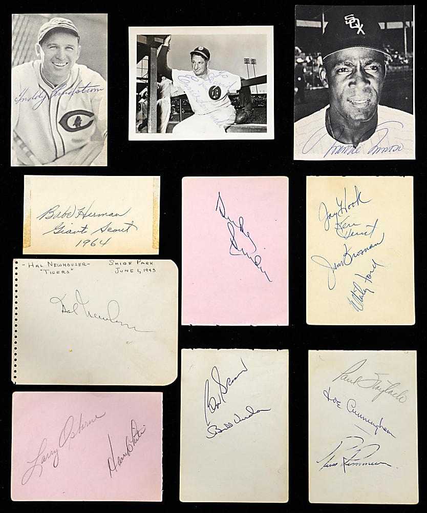 1950s-1980s Autographed Small Flats Collection (47) with (20+) Hall of Famers Including Mickey Mantle, Joe DiMaggio, Casey Stengel, Bill Veeck