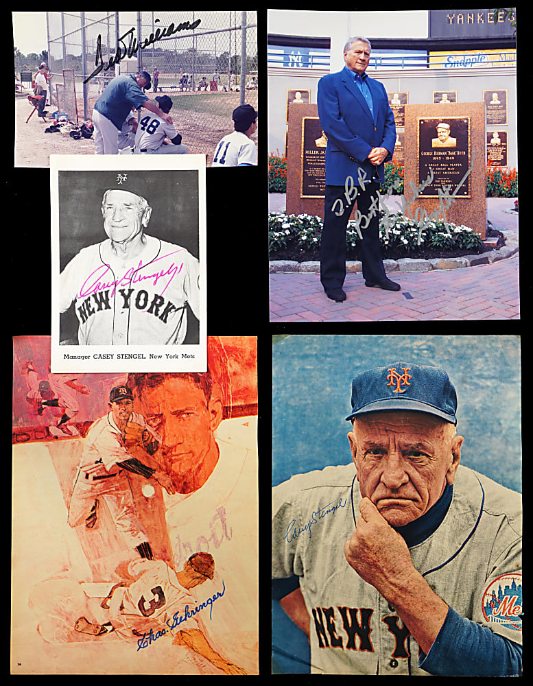 1950s-1990s Autographed Balance of Collection (45) with (35+) Hall of Famers Including Ted Williams, (2) Casey Stengel, George Steinbrenner