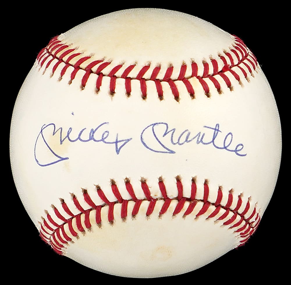Mickey Mantle Single-Signed OAL Brown Baseball with Full JSA LOA Including "9" Auto Grade