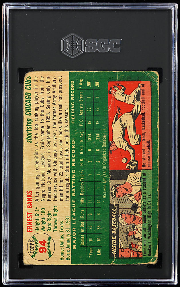 1954 Topps #94 Ernie Banks Rookie SGC POOR 1