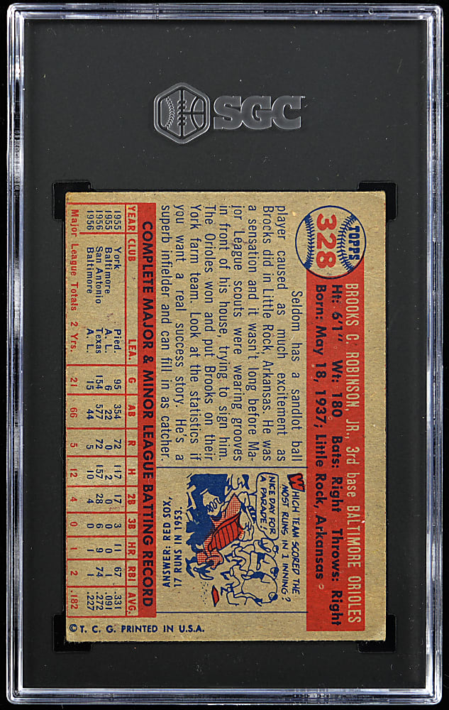1957 Topps #328 Brooks Robinson Rookie SGC VG/EX 4