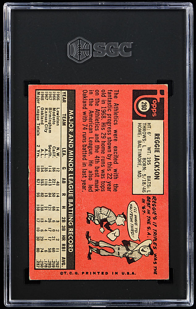 1969 Topps #260 Reggie Jackson Rookie SGC VG/EX+ 4.5