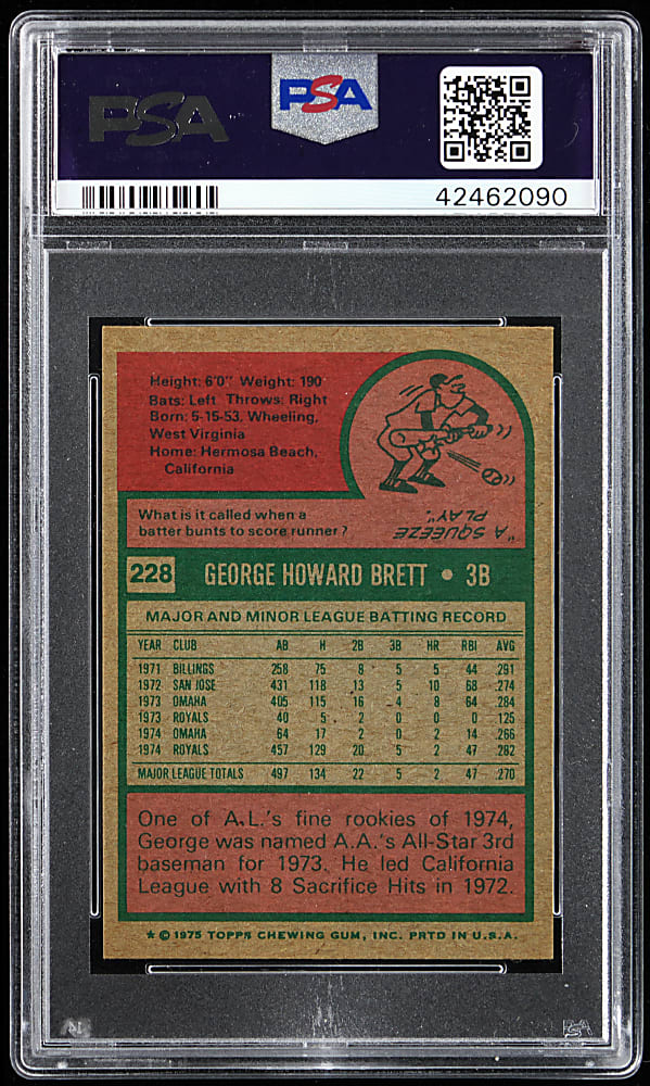 1975 Topps Mini #228 George Brett Rookie PSA NM-MT+ 8.5