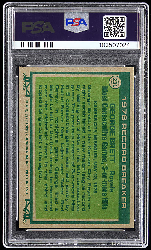 1977 Topps #231 George Brett Record Breaker PSA GEM MINT 10