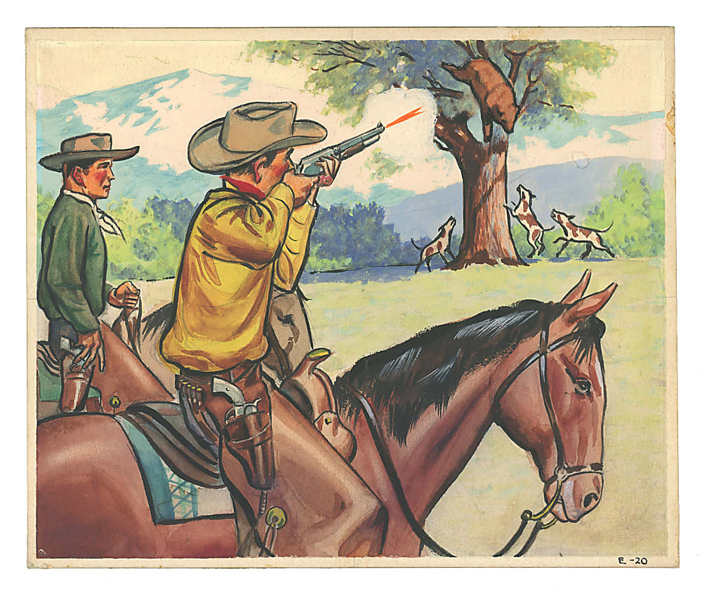 1949 R701-19 Bowman Wild West Cowboy Life #E-20 Killer Bear Original Full Color Artwork