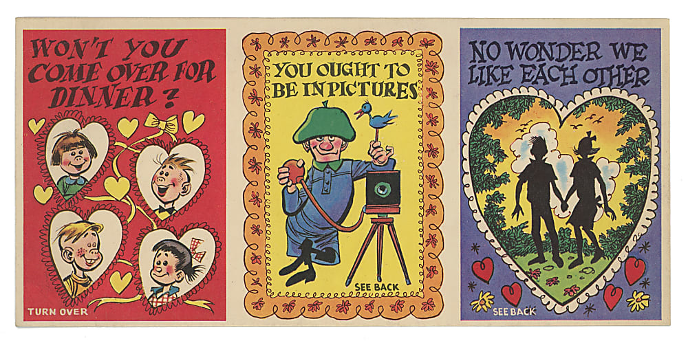 1959 Topps Funny Valentines 3-Card Salesman Sample Panel - Extremely Rare