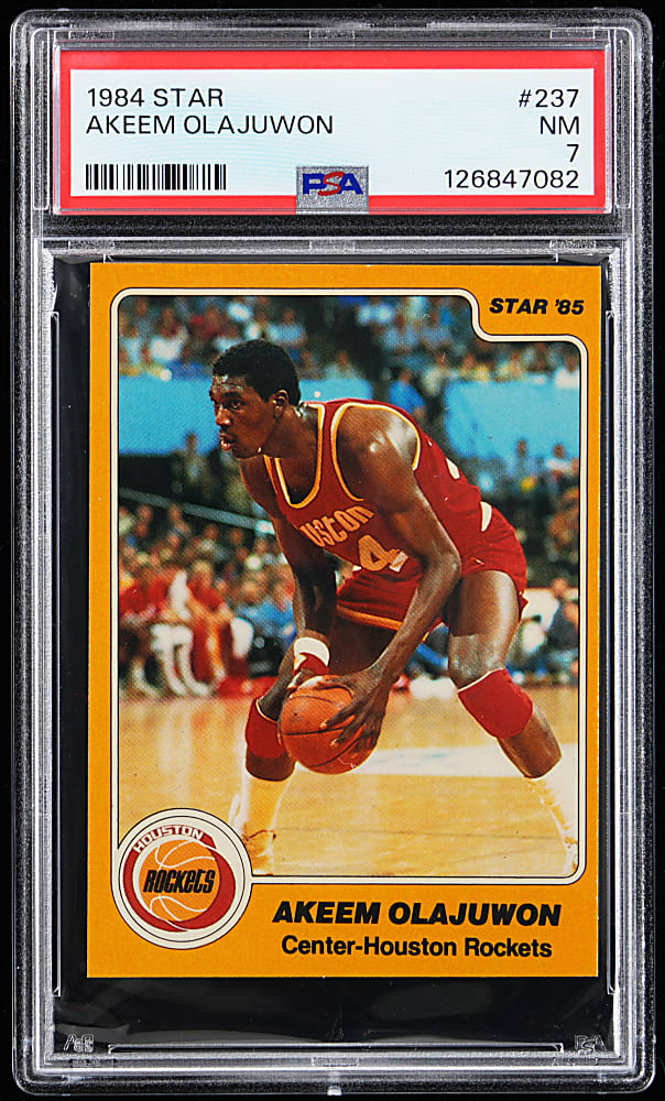 1984-1985 Star Basketball #237 Akeem Olajuwon Rookie PSA NM 7