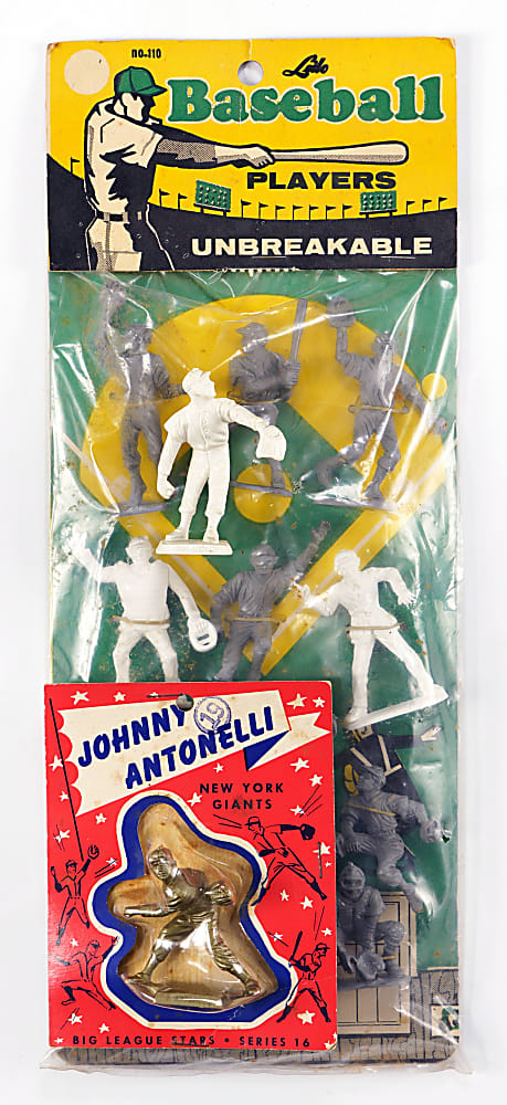 1950s Baseball Statues Group (3) with Unopened 1956 Big League Stars Johnny Antonelli