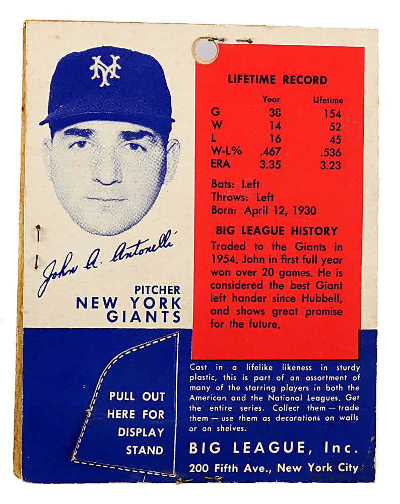 1950s Baseball Statues Group (3) with Unopened 1956 Big League Stars Johnny Antonelli