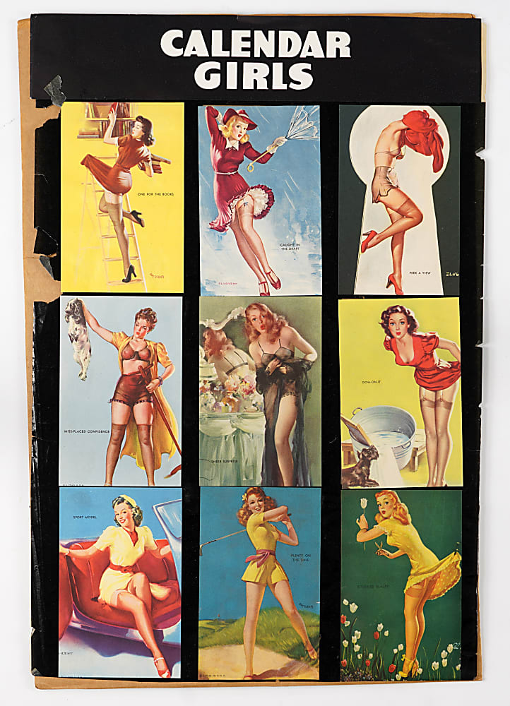 1940s-1950s Pin-Up/Calendar Girl Collection (26) with Display & Uncut Sheet