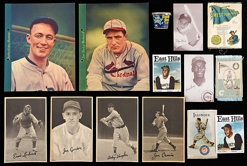 1910-1973 Baseball Oddball Collection (44) with 1930s Dixie Lid & Goudey Premiums and 1968 Topps Mickey Mantle Poster