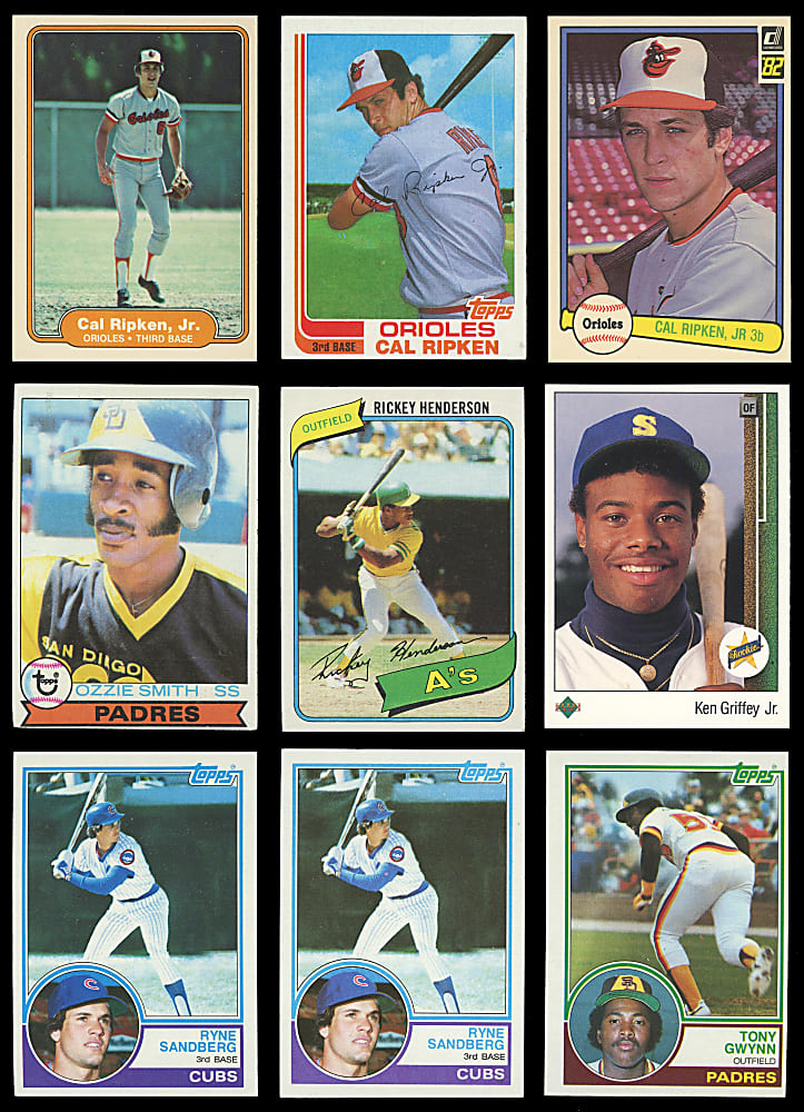 1979-1991 Hall of Fame, Star & Rookie Collection (53) with Griffey Jr., Henderson, Ripken Jr. & O. Smith