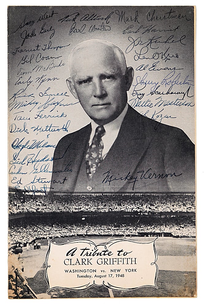 1948 A Tribute to Clark Griffith (Yankees at Senators) Program Signed by (27) with Full JSA LOA
