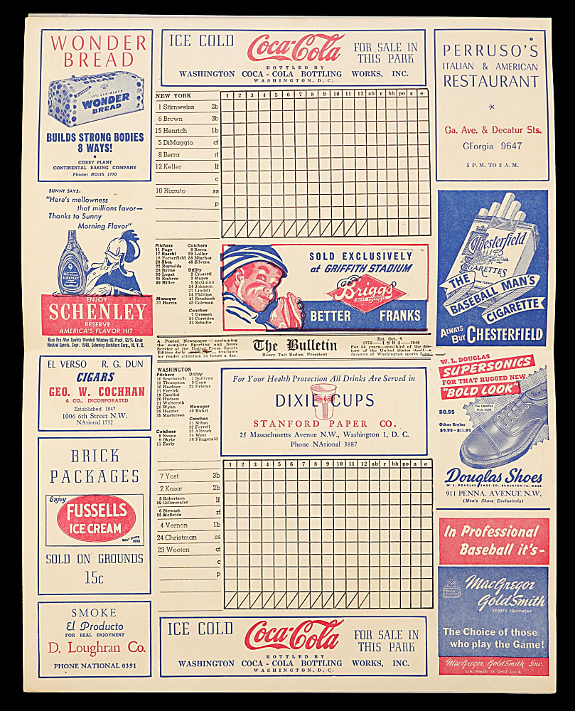 1948 A Tribute to Clark Griffith (Yankees at Senators) Program Signed by (27) with Full JSA LOA