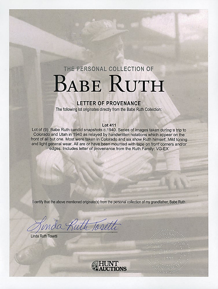 1940 Babe Ruth and Family Candid Original Snapshot Photograph Collection (9)