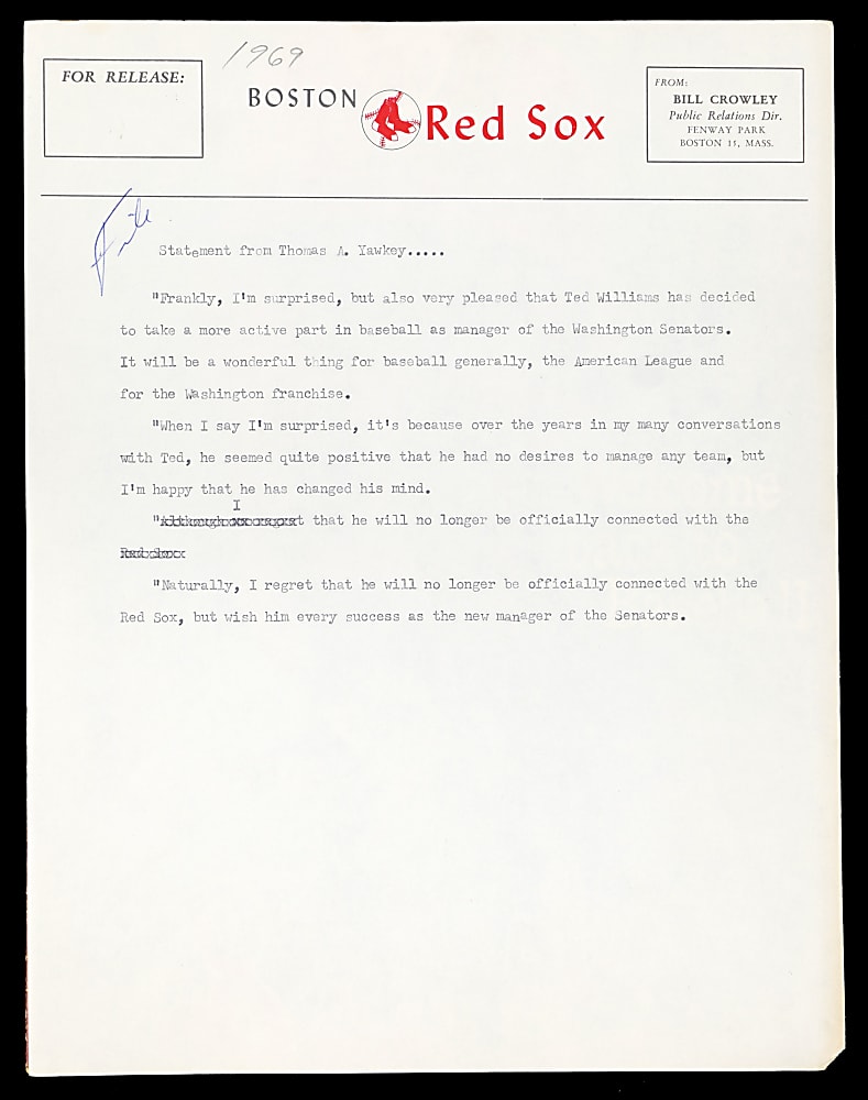 1969-1970 Washington Senators Team-Signed 1969 Program with Ted Williams & Nellie Fox