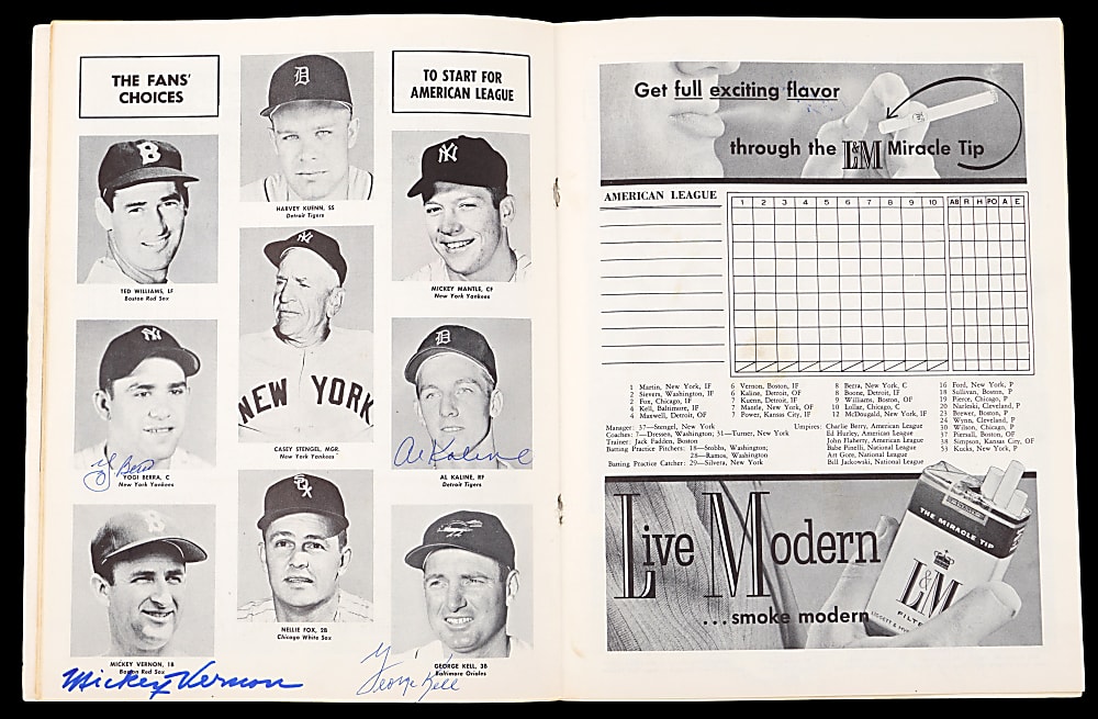 1956 MLB All-Star Game Program Signed by (22) with (11) Hall of Famers Including Kaline, Musial & Snider